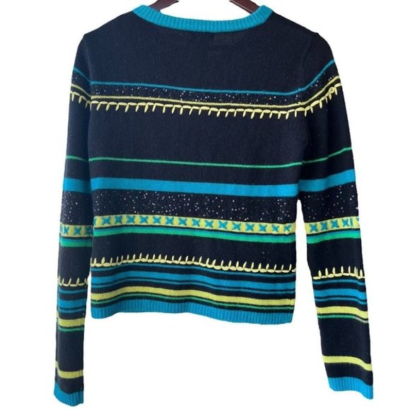 Vintage Votre Nom silk/cashmere blend embroidered striped cardigan - Picture 2 of 7